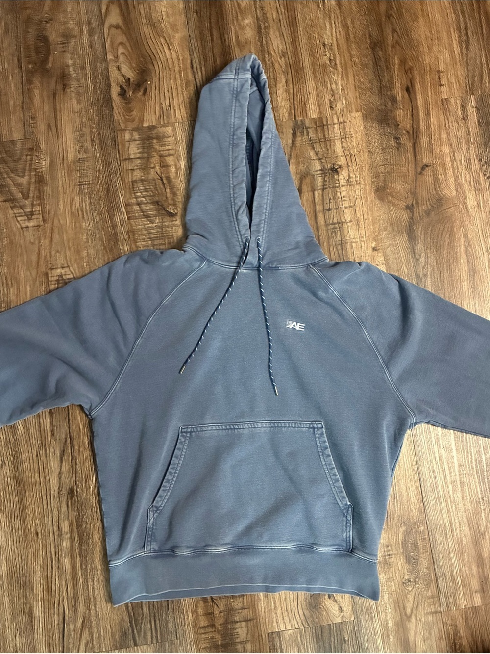 American Eagle Women’s XS Washed Blue Pullover Hoodie Logo Sweatshirt